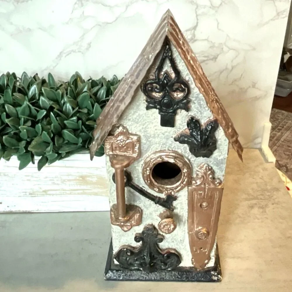 One of a kind wooden birdhouse reclaimed wood and vintage hardware must see